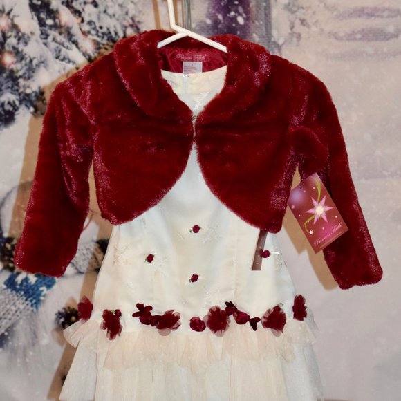 Princess Faith Burgandy Faux Fur Shrug 5 - Picture 2 of 4